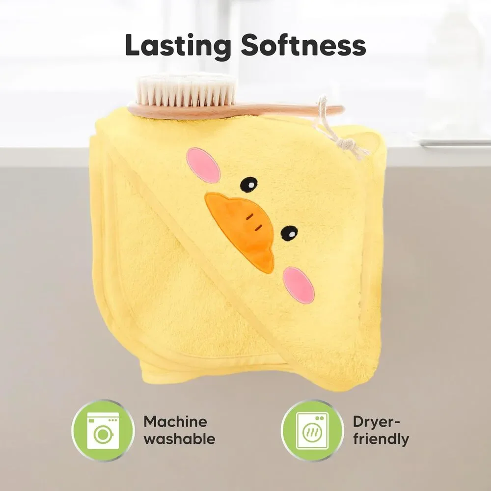 New Keababies Hooded Baby Yellow Duck Bath Towel For Newborn Bamboo Viscose